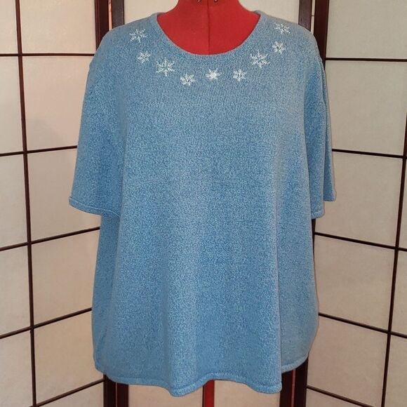 Liz & Me Baby Blue Snowflake Knit Top - Picture 1 of 6